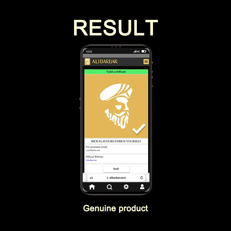 ALIBARBAR Authentication for New Code Verification Result - Genuine Product